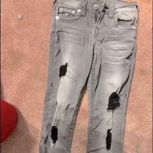 True Religion || Grey Ripped Jeans